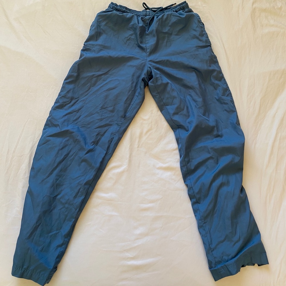 Blue nylon track pants